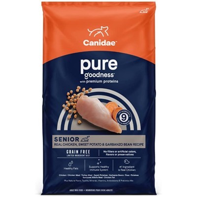 CANIDAE Grain-Free PURE Senior Limited Ingredient Chicken, Sweet Potato & Garbanzo Bean Recipe Dry Dog Food