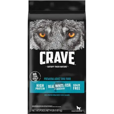 CRAVE Grain Free High Protein Adult Dry Dog Food, White Fish & Salmon