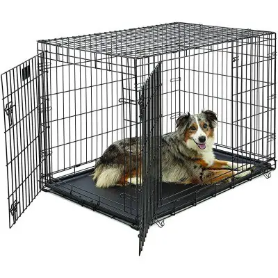 Double Door Folding Crate for Large Dogs