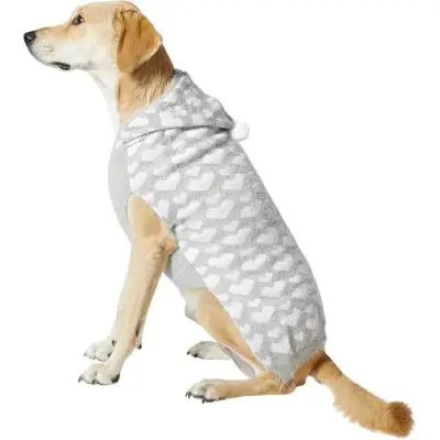 Frisco Fuzzy Heart Hooded Dog & Cat Sweater