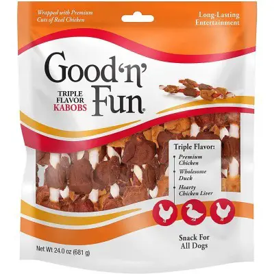 Good'N'Fun Triple Flavored Rawhide Kabobs for Dogs