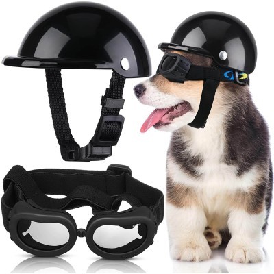 Dog Helmet and Dog Goggles Set