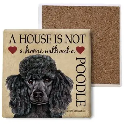 Poodle (Black) Absorbent Stone Coasters