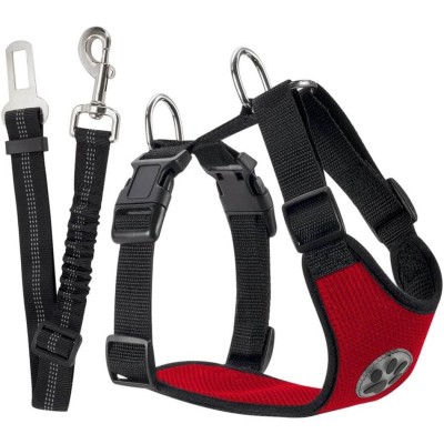 SlowTon Dog Car Harness Plus Seat Belt