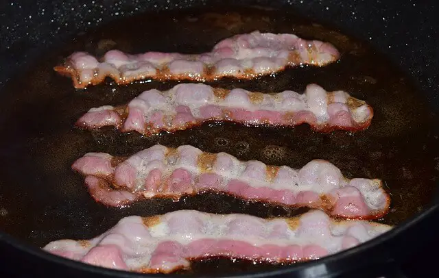 bacon on frying pan