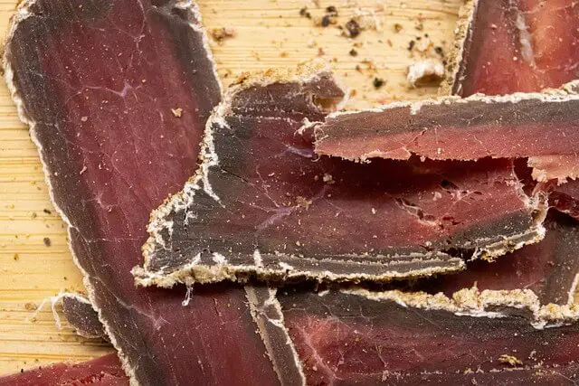 beef jerky closeup