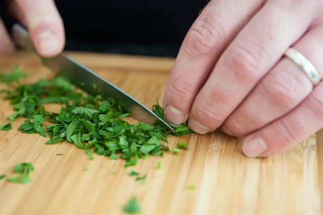 chopping parsley