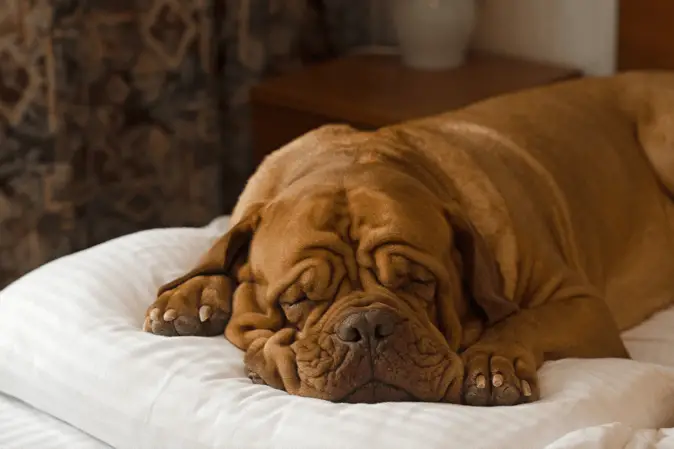 dog sleeping with raised neck and head