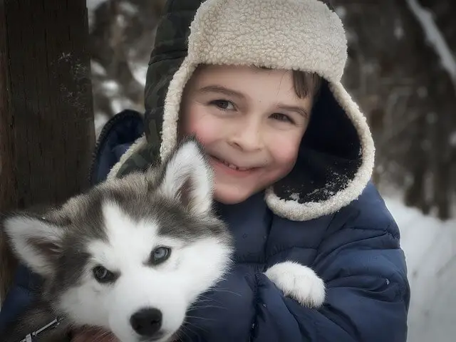family puppy and kid