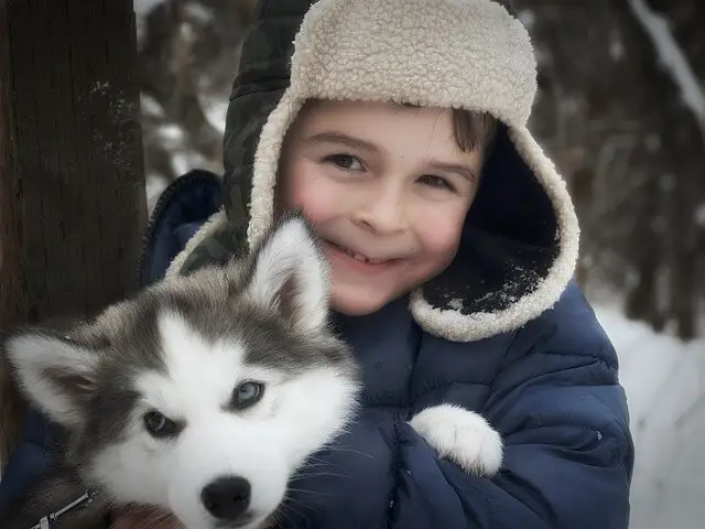 cucciolo di famiglia e bambino