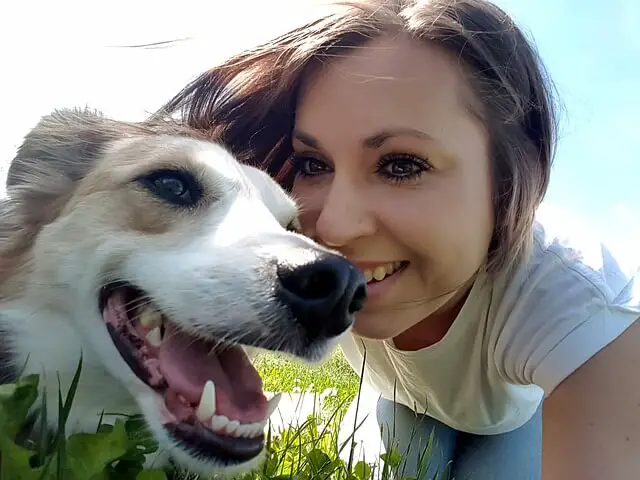 happy girl and dog