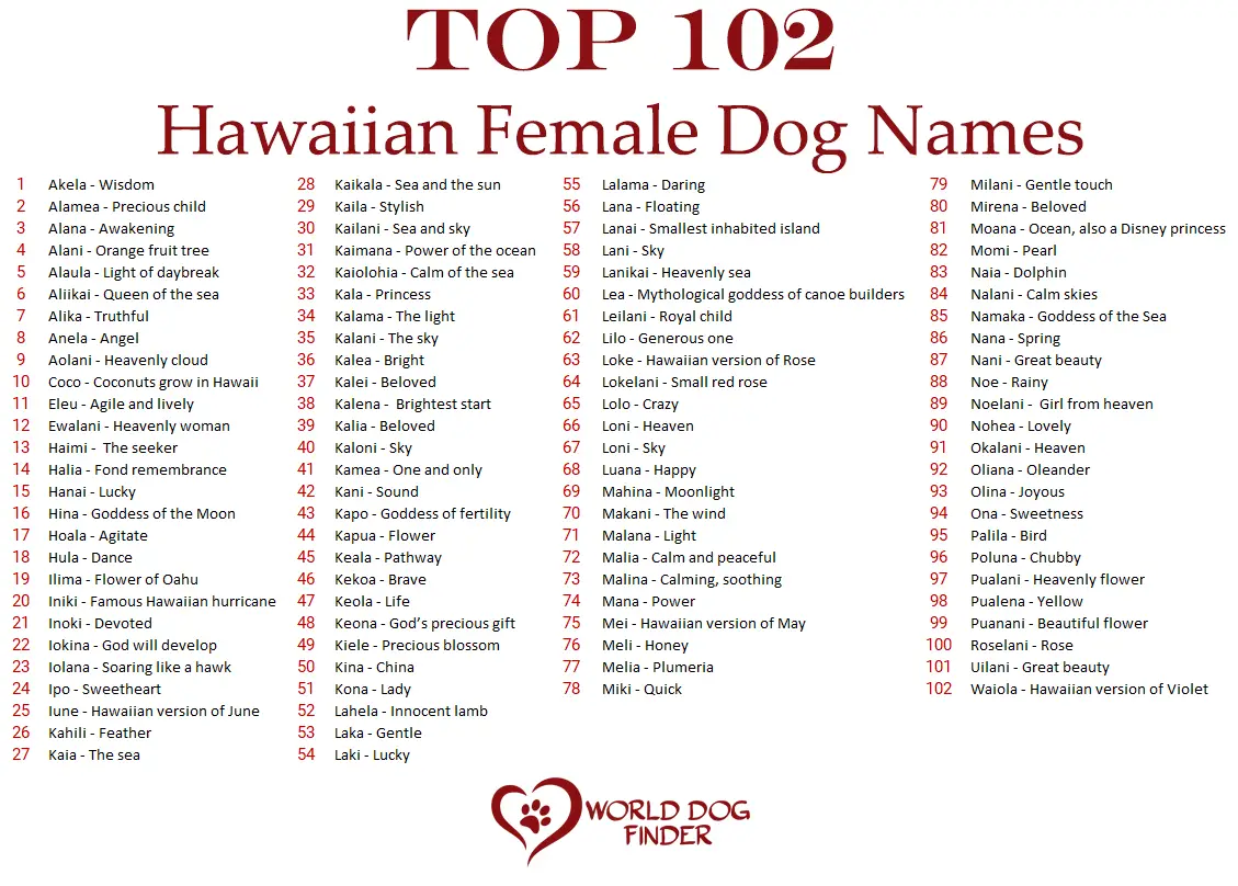hawaiian female dog names