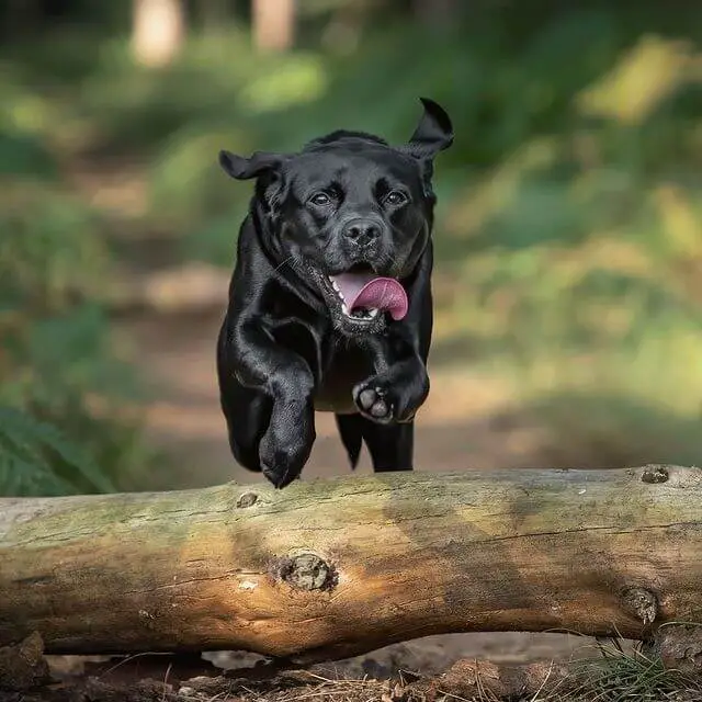 jumping black lab