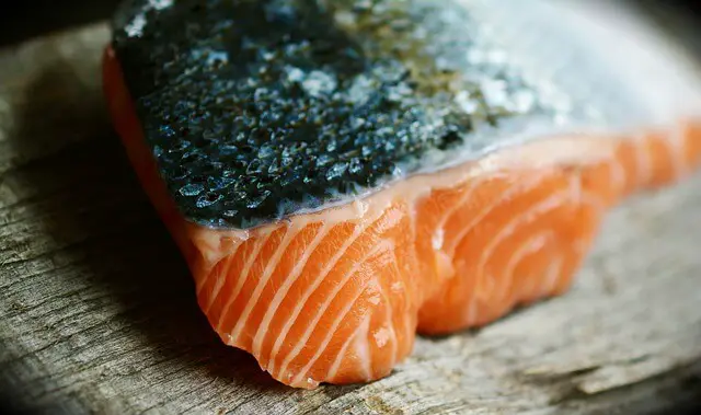 salmon fish on table